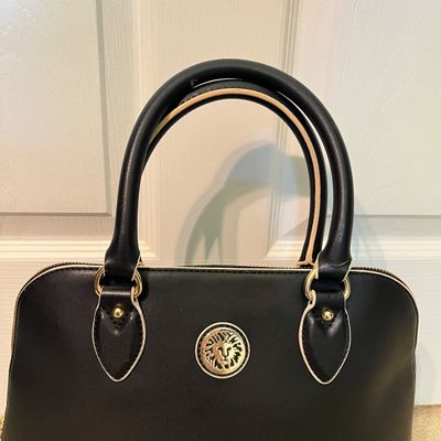 Anne Klein Black Dome Satchel Handbag (B3-KA)