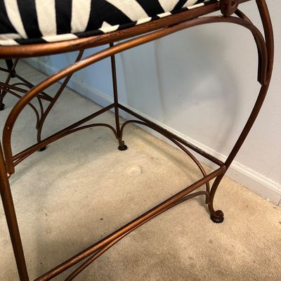 Two Upholstered & Brass-Toned Metal Counter Stools (B3-SA)