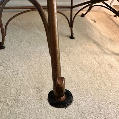 Two Upholstered & Brass-Toned Metal Counter Stools (B3-SA)