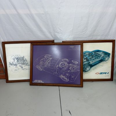Framed Corvette Technical Illustration Prints (G1-MG)