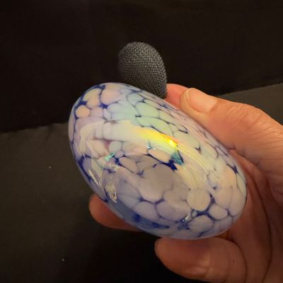 Iridescent Art Glass Perfume Bottle with Atomizer (B1-RG)