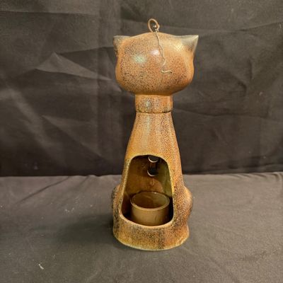 Pottery Cat Wind Chime By Hazel Olsen Plus Candle Holder (B1-RG)