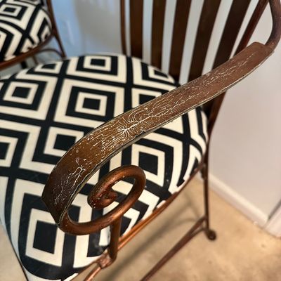 Two Upholstered & Brass-Toned Metal Counter Stools (B3-SA)