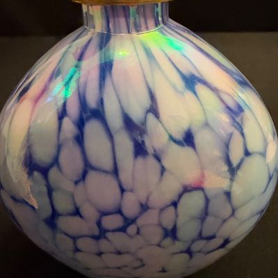 Iridescent Art Glass Perfume Bottle with Atomizer (B1-RG)