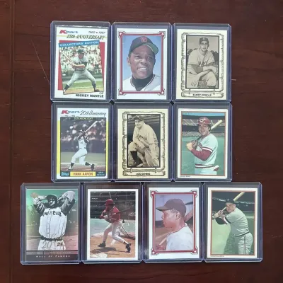 Vintage Baseball Cards. Mickey Mantle, Willie Mays, Hank Aaron, and More