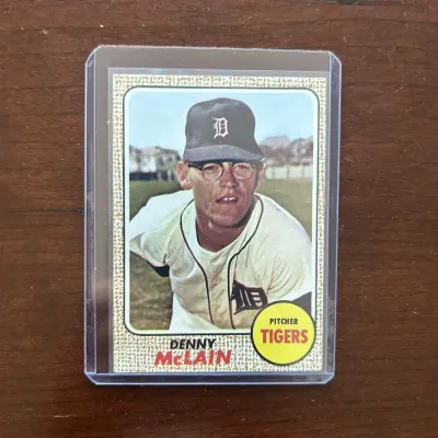 1968 Topps Baseball Card. Denny McLain - Detroit Tigers. Card #40