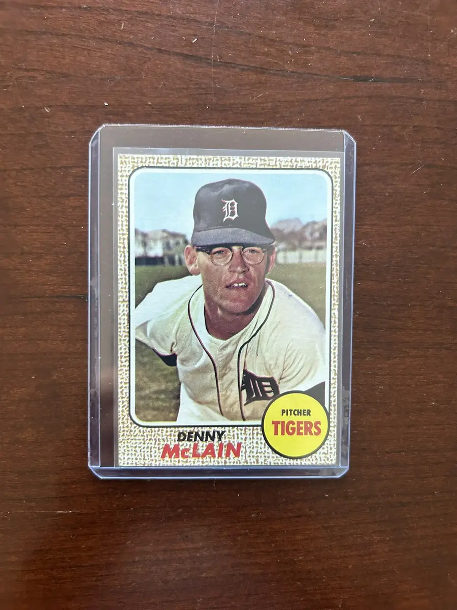 1968 Topps Baseball Card. Denny McLain - Detroit Tigers. Card #40