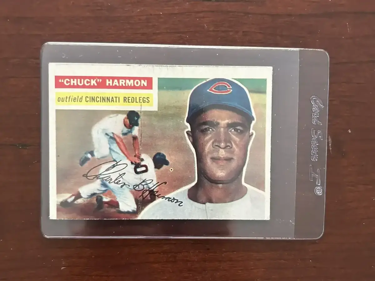 1956 Topps Baseball Card. Chuck Harmon - Cincinnati Redlegs. Card #308