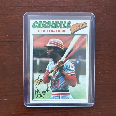 1977 Topps Baseball Card. Lou Brock - St. Louis Cardinals. Card #355