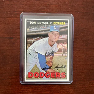 1967 Topps Baseball Card. Don Drysdale - Los Angeles Dodges. Card #55