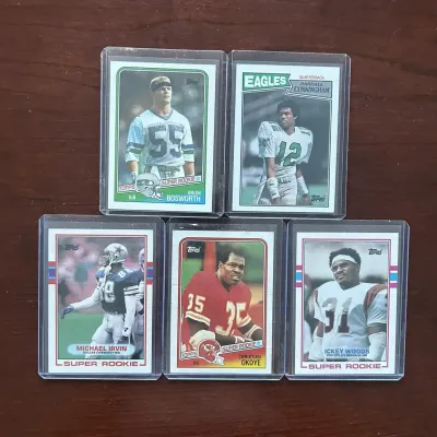 Vintage Rookie Football Cards. Brian Bosworth, Michael Irving, and More