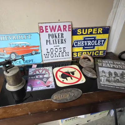 Vintage Automotive & Garage Décor Collection with Antique Blowtorch