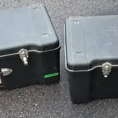 2 Contico heavy-duty lockable storage trunks - approx. 32" × 18"