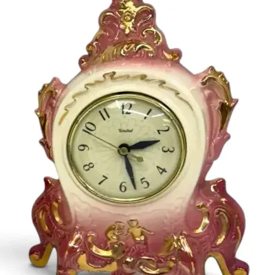 22k Gold Hand-Painted Royal Oxford China Mantel Clock