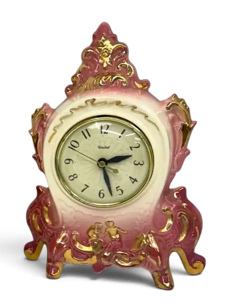 22k Gold Hand-Painted Royal Oxford China Mantel Clock