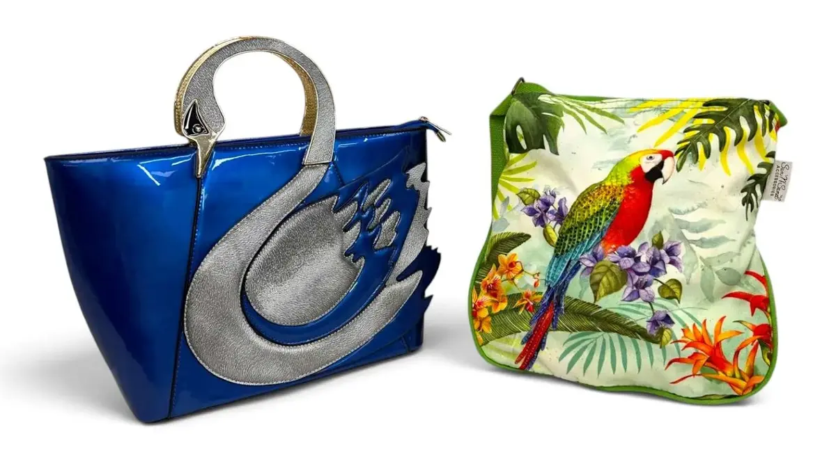 Swan PVC Handbag & Sun N Sand Parrot Bag