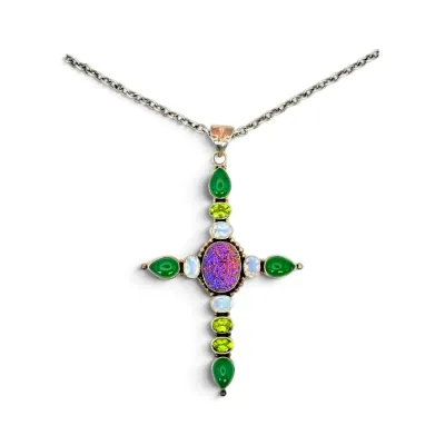 Large Sterling Silver Cross Necklace By Nicky Butler (27g)