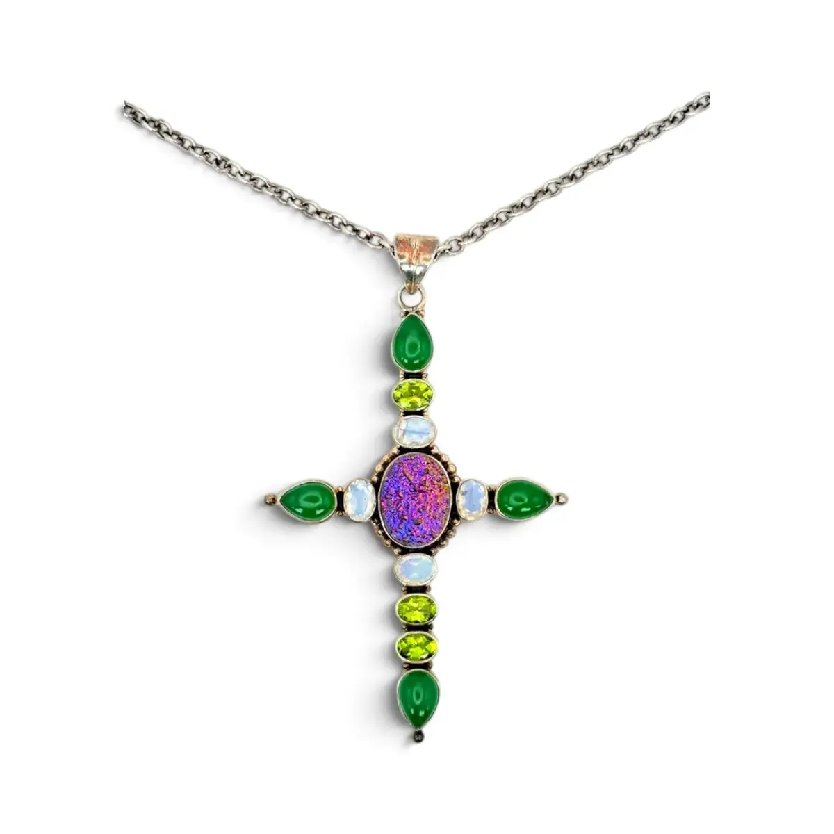 Large Sterling Silver Cross Necklace By Nicky Butler (27g)