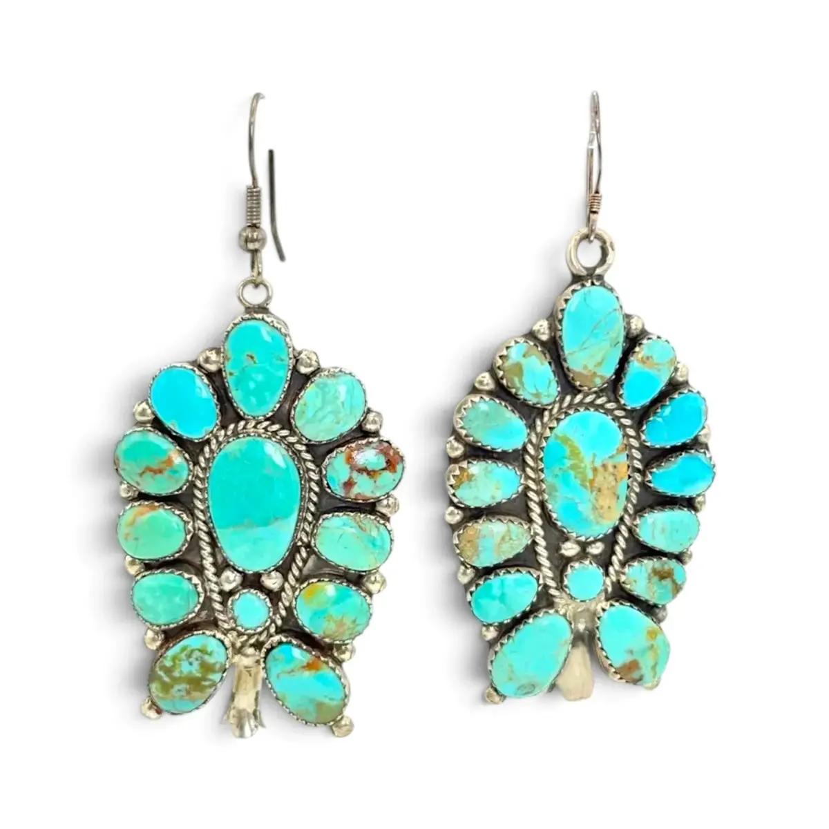 Sterling Silver Turquoise Squash Blossom Earrings by Larry Moses Begay (22g)
