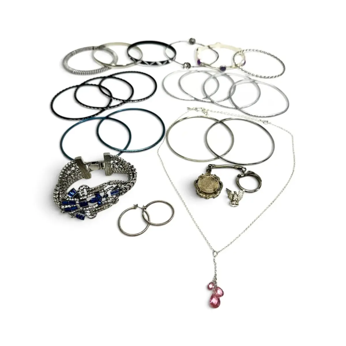 Silver Toned Bangles, Earrings, & More