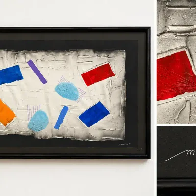 Signed “Mau” Modern Abstract Mixed Media Textured Geometric Framed Artwork