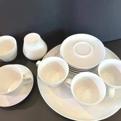 Crate & Barrel Kahla White Porcelain Tea & Coffee Service Set with Tray