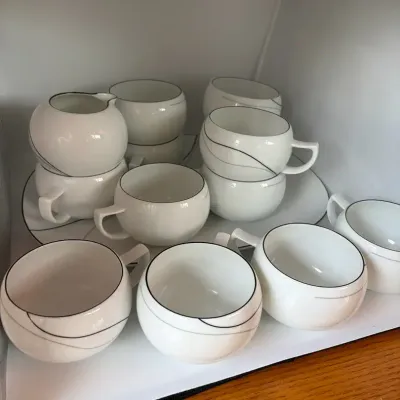 Mikasa Threads LAL03 Fine China Japan Cups Bowls & Daniel Hechter Platter Lot