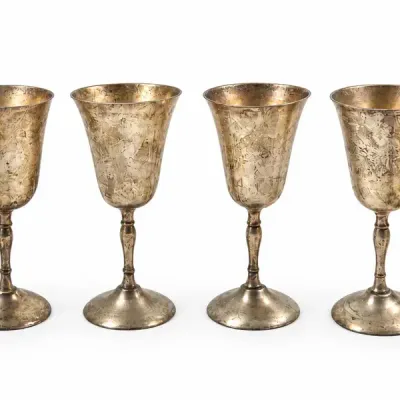 Vintage 6 Goblet Lot 4 Electroplate on Nickel & 2 Nickel Plate Brass
