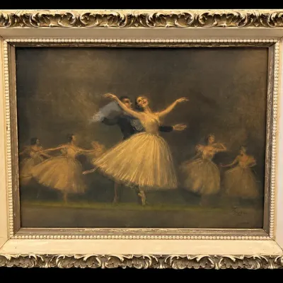 Vintage Sophie Ballet Dancers Framed Art Print Ornate Gold Frame 20” x 22.5”