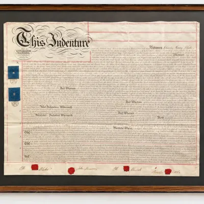 Antique English “This Indenture” Legal Document w/ Wax Seals & Revenue Stamps 28.5” x 33”