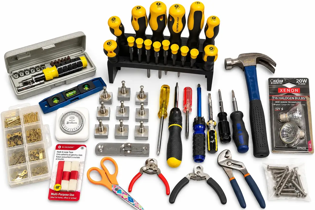 Olympia Tools, BabyVille, Intermatic, Singer & Feit Mixed Hand Tool Hardware Lot
