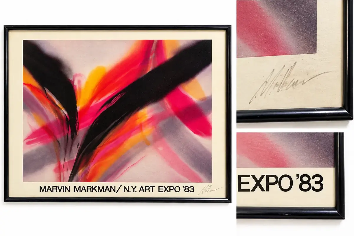 Marvin Markman N.Y. Art Expo ’83 Abstract Exhibition Poster Signed Framed
