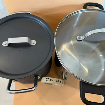 Calphalon & Anolon Cookware Lot of 2 Large Stock Pots with Lids