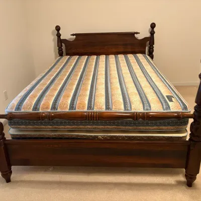 Vintage Queen Four Poster Wood Bed