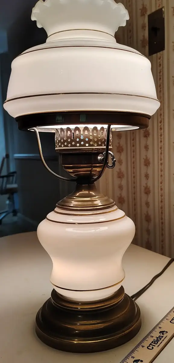 Vintage-Style Milk Glass Hurricane Lamp
