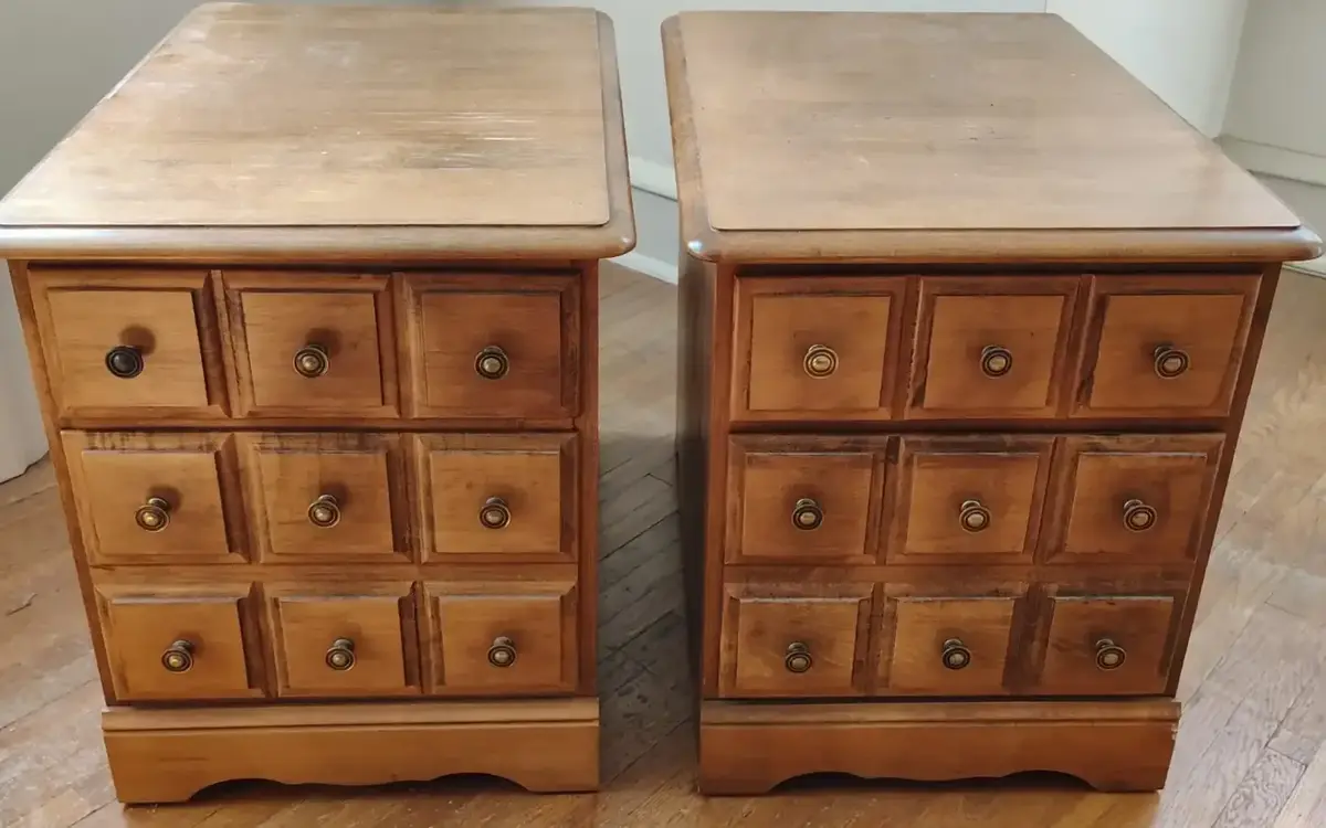 Vintage-Style Multi-Drawer End Tables, Set of Two