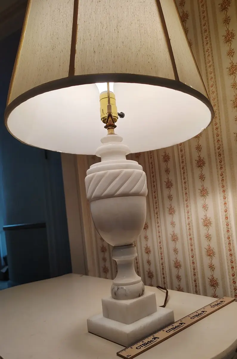 Vintage-Style Carved Alabaster Urn Lamp