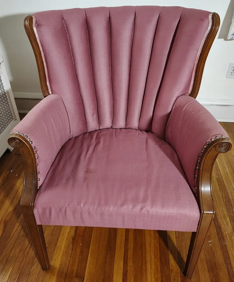 Vintage-Style Pink Channel Back Armchair