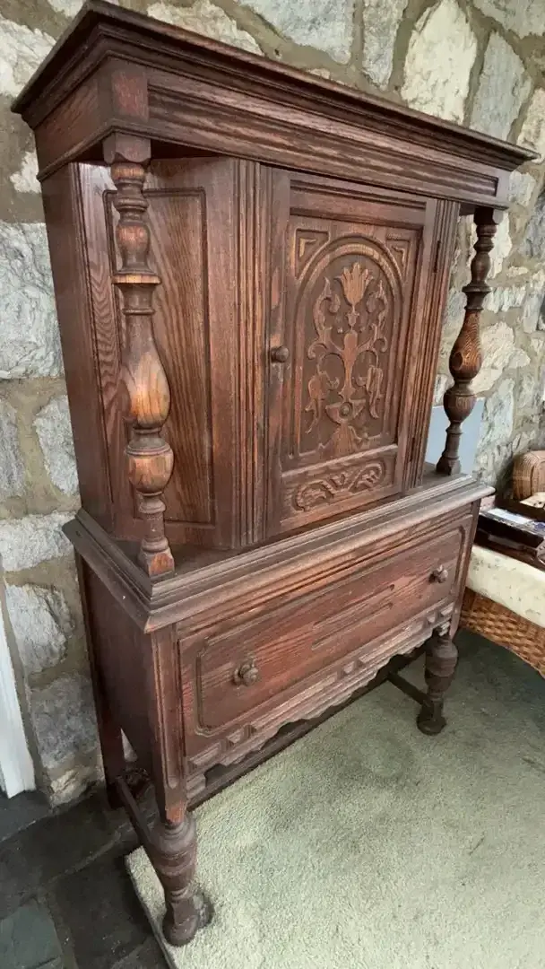 Carved Oak Cabinet 