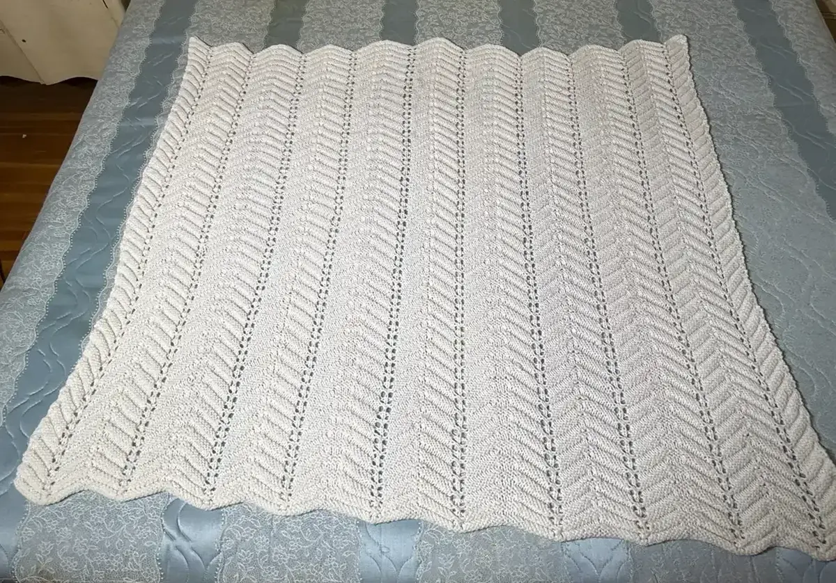 Crocheted White Blanket 