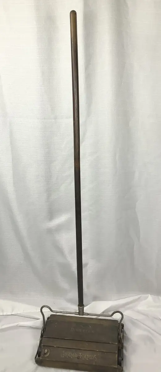Antique Bissell's Grand Rapids Carpet Sweeper, Wood Case, Vintage Push Sweeper
