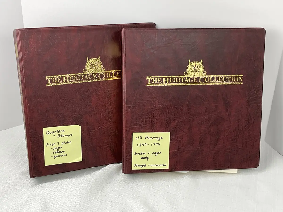 Heritage Collection Stamp Binders, US Postage 1847-1994, Airmail Stamps, Statehood Quarters, Mystic 