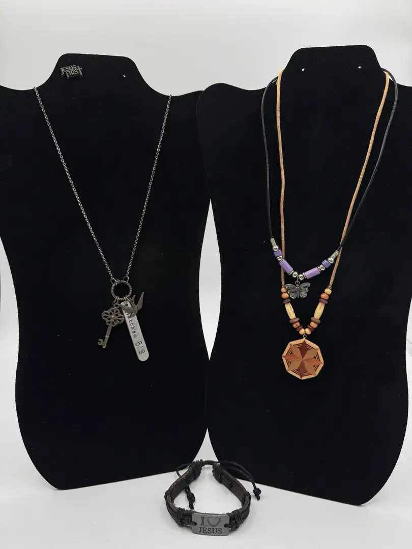 Christian Jewelry Collection, Scripture Charm & Boho Wood Necklaces, Jesus Bracelet