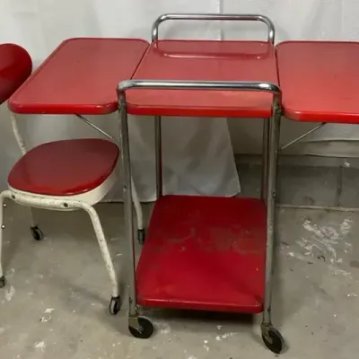 Mid-Century Rolling Cart, Chair