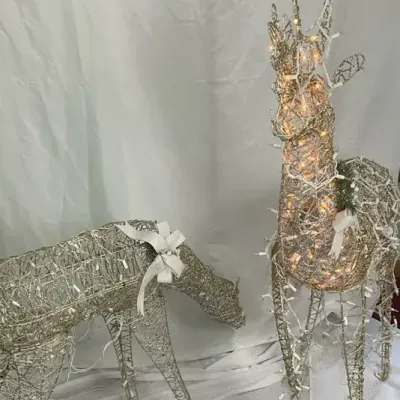 Pre-Lit Glitter Wire Reindeer Pair