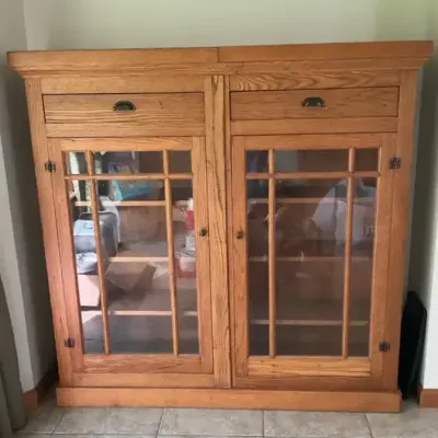 Oak Glass Front Cabinet