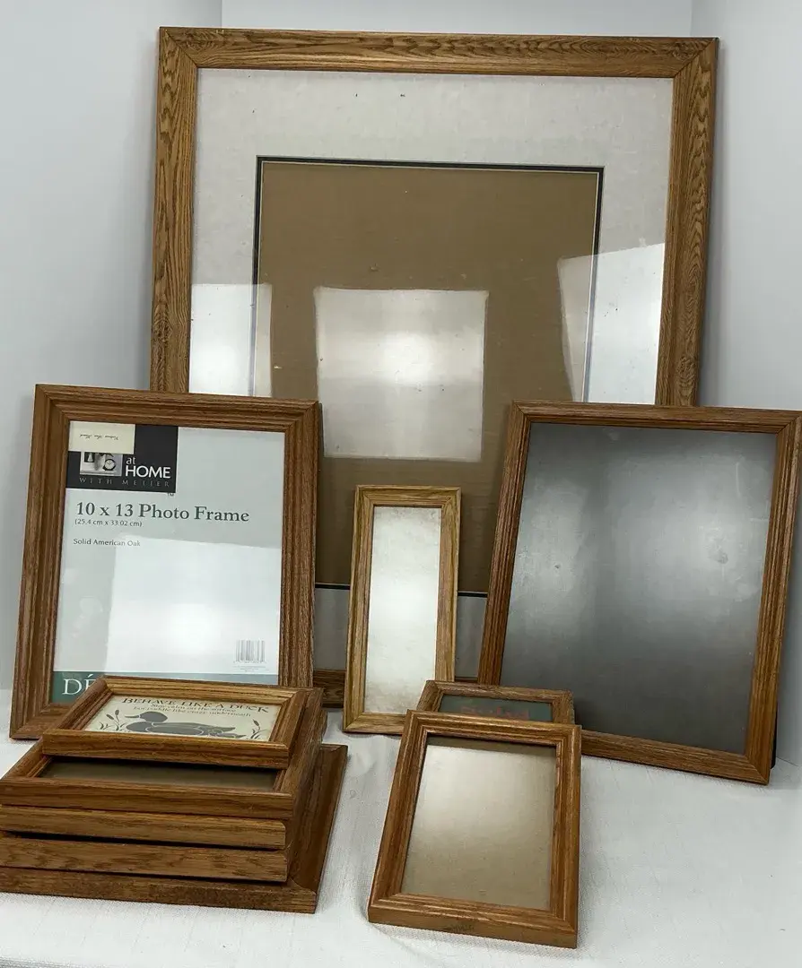 Solid Oak Picture Frames Including Meijer at Home 10 x 13, Magee Company 5 x 7, Large Matted Wall Fr