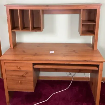 Wood Desk with Hutch Storage
