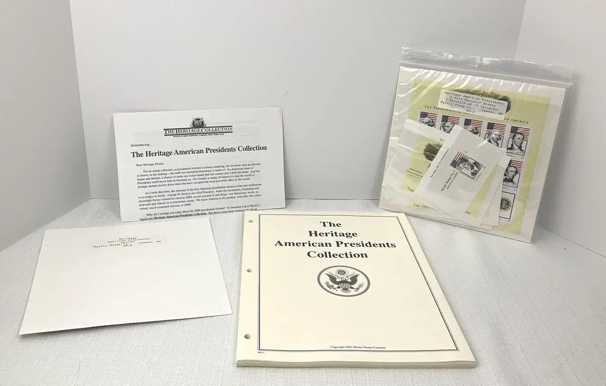 Heritage American Presidents Stamp Collection, Mystic Stamp Co, Liberia Souvenir Sheets, Album Pages