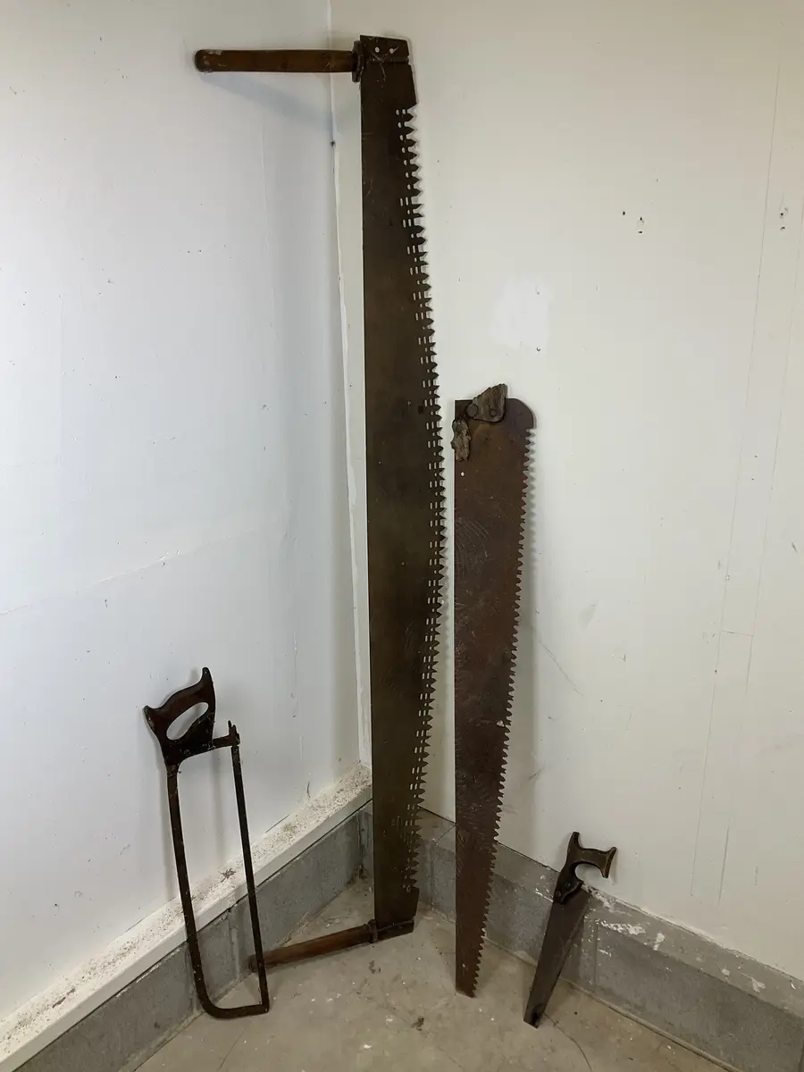Antique Saw Collection, Two Man Crosscut Saw, Bow Saw, Hand Saws, Rustic Primitive Tools